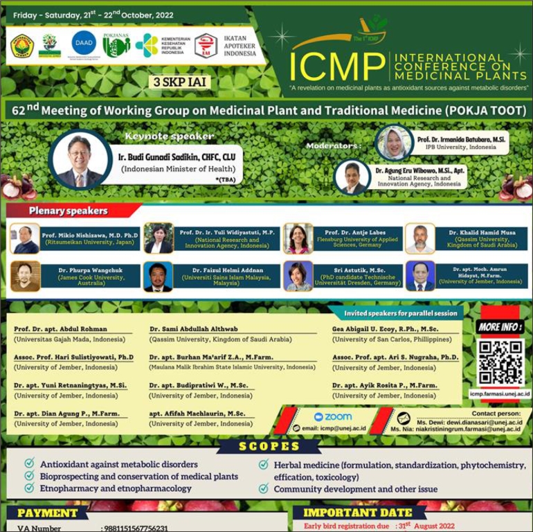 The 1st International Conference on Medicinal Plants (The 1st ICMP)