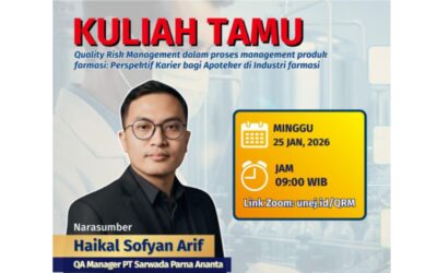 Fakultas Farmasi UNEJ Bekali Mahasiswa PKPA Industri melalui Kuliah Tamu mengenai Manajemen Risiko Mutu dalam Industri Farmasi
